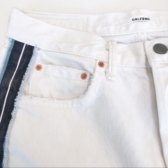 GRLFRND Karolina Hi Rise Side Stripe White Jeans - Picture 5 of 8